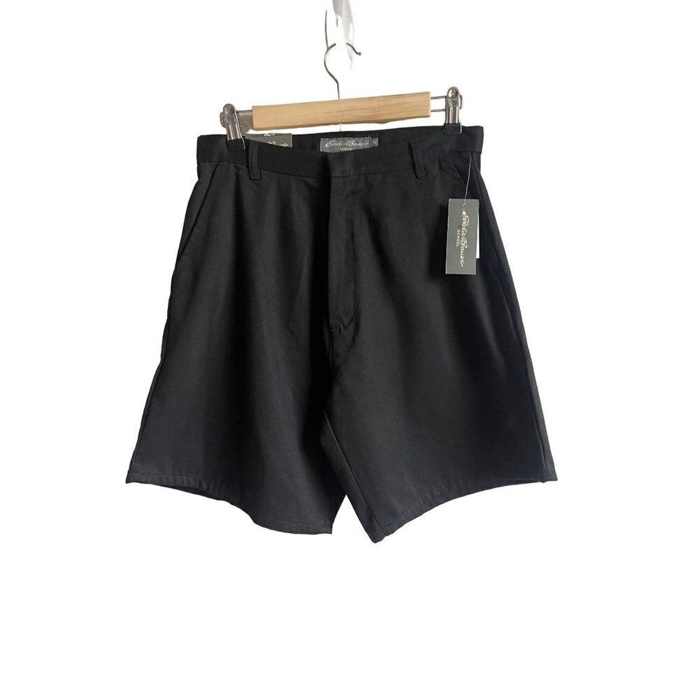 New! Eddie Bauer Uniform School Black Chino Shorts Flat Front Size W30 MSRP $32